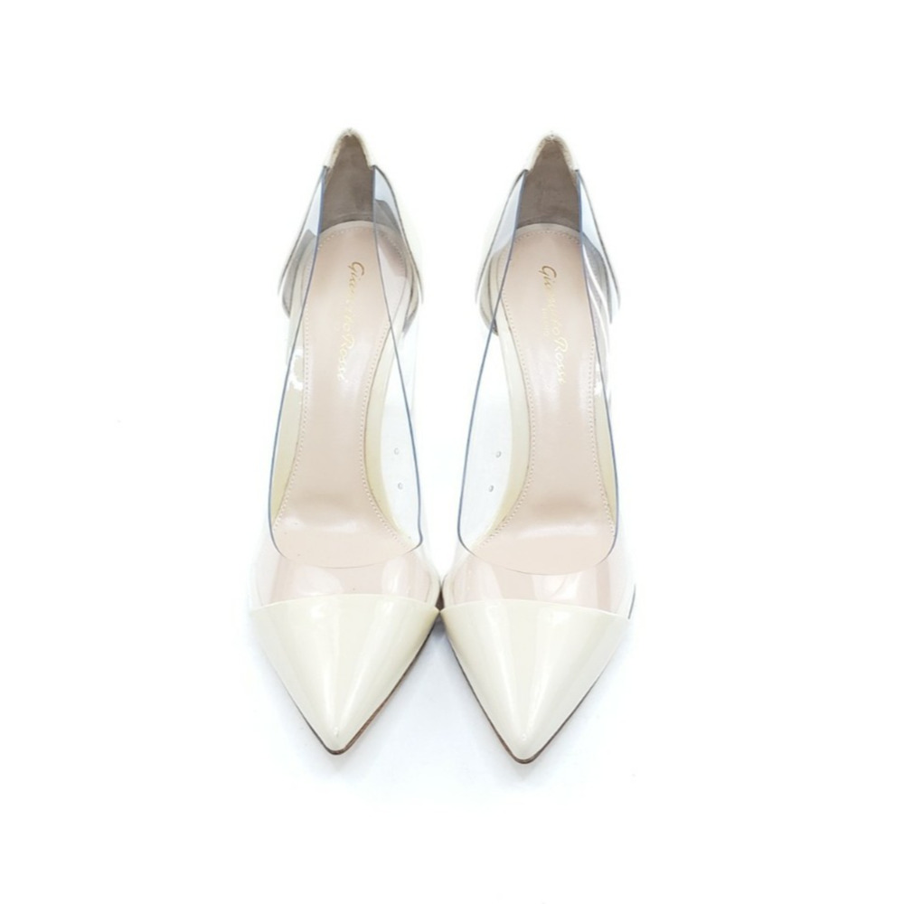 Gianvito Rossi Plexi 85 Womens Pumps Pointed Toe Beige EU 37.5 - Picture 12 of 13